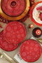 Hermia Juego de Servir Pasteles de Porcelana Rojo, 4 Piezas de 19 cm